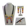 Set Collar Largo Huichol Con Aretes Y Pulsera De Mariposa