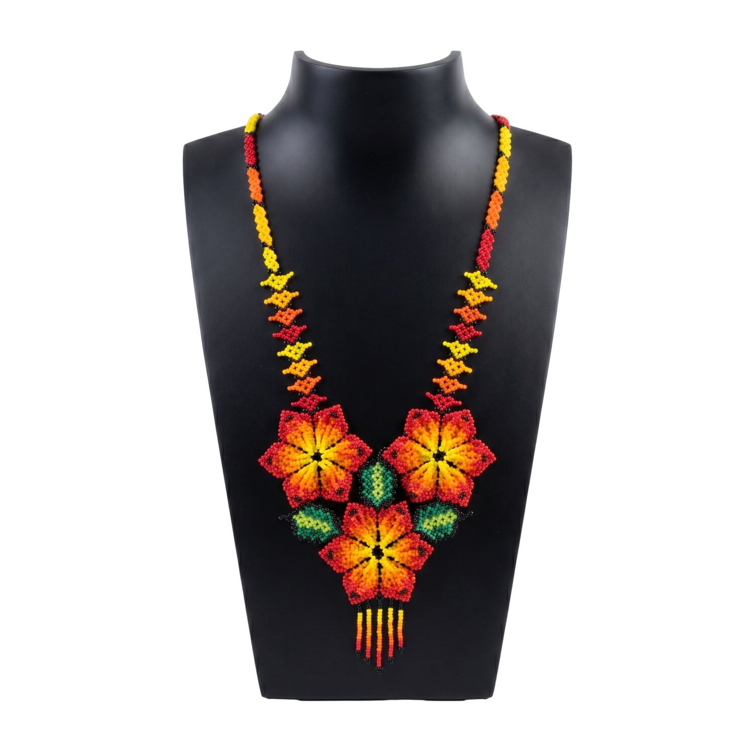 Collare de Chaquira Huichol Artesanal Diseño Floral