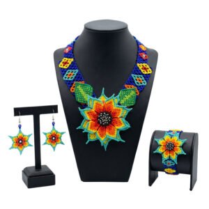 Set Gargantilla Chaquira Girasol Con Aretes Y Pulsera