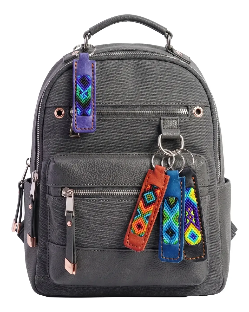Llaveros Artesanales Mexicano De Piel Tejido Multicolor - Image 2