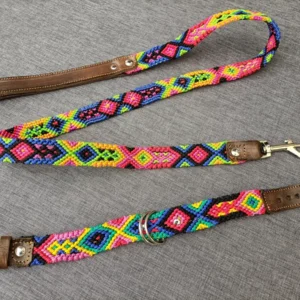 Set Collar Y Correa Para Perro Chico Artesanal Tejido 30cm