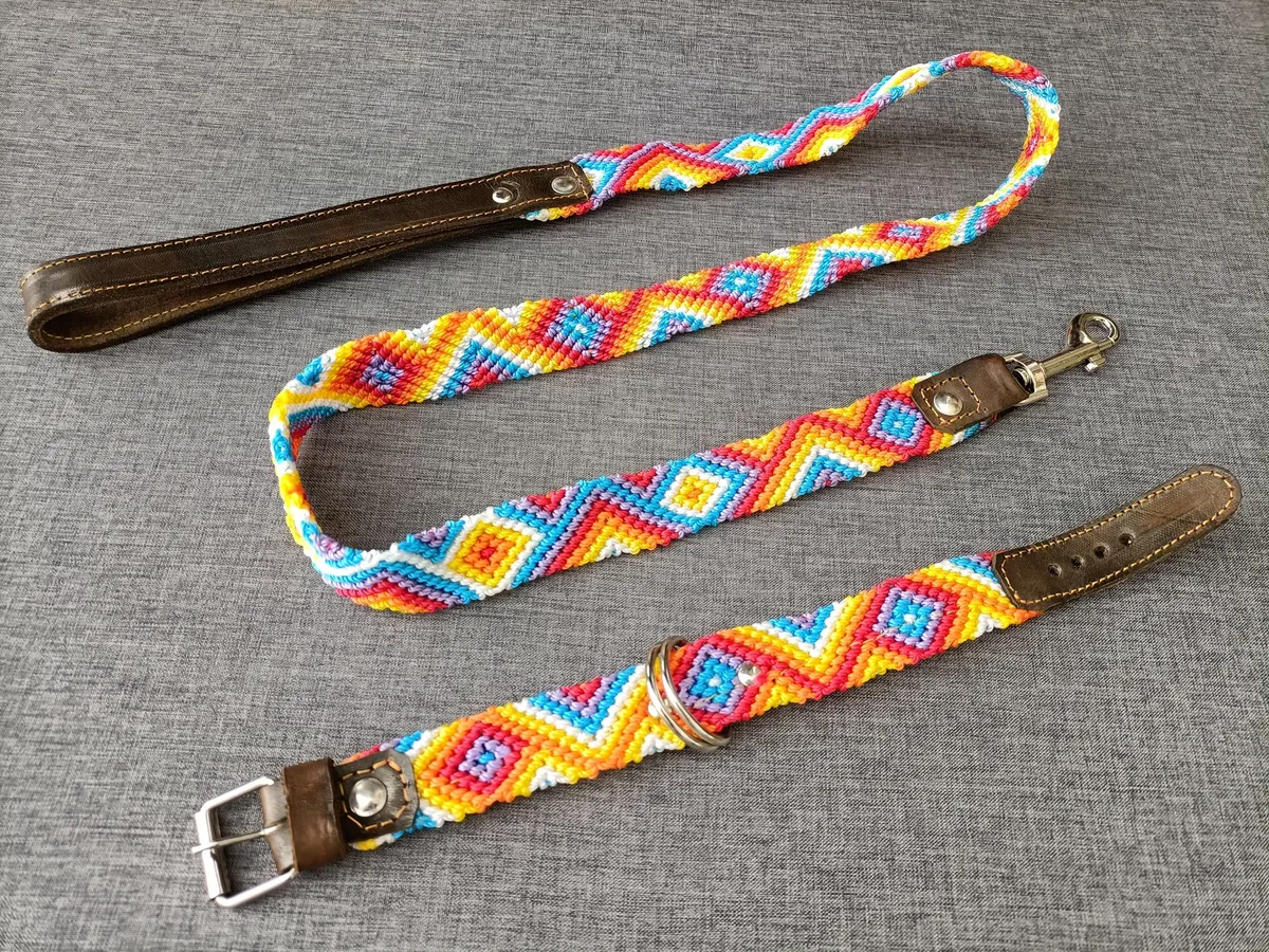 Set Collar Y Correa Para Perro Artesanal Tejido 35cm - Image 3