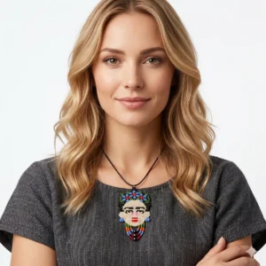 Collar Dije Ajustable Frida Kahlo De Chaquira Huichol