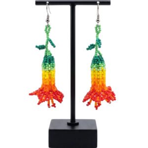 Aretes De Chaquira Largos Flor Campana Colgantes Boho