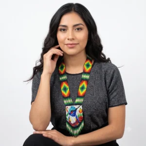 Collar Largo Artesanal Huichol De Chaquira Colibrí