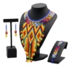 Juego de Collar Flecos Pulsera y Aretes de Chaquira Huichol