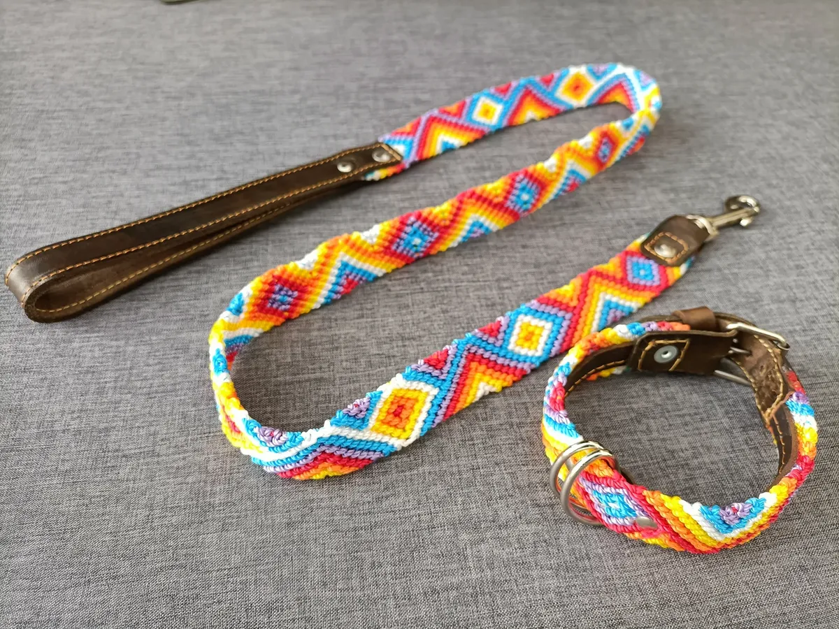 Set Collar Y Correa Para Perro Chico Artesanal Tejido 30cm - Image 6
