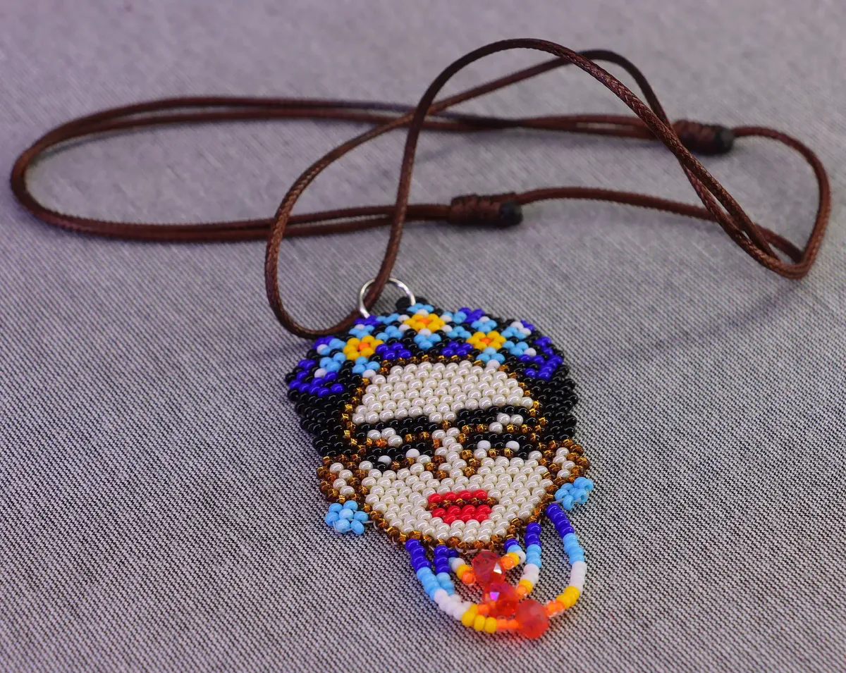 Collar Dije Ajustable Frida Kahlo De Chaquira Huichol - Image 7