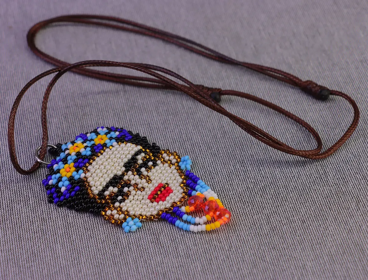 Collar Dije Ajustable Frida Kahlo De Chaquira Huichol - Image 5