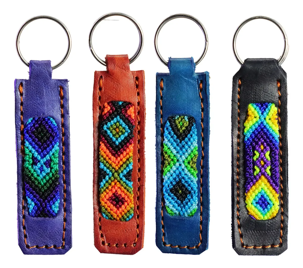 Llaveros Artesanales Mexicano De Piel Tejido Multicolor - Image 4
