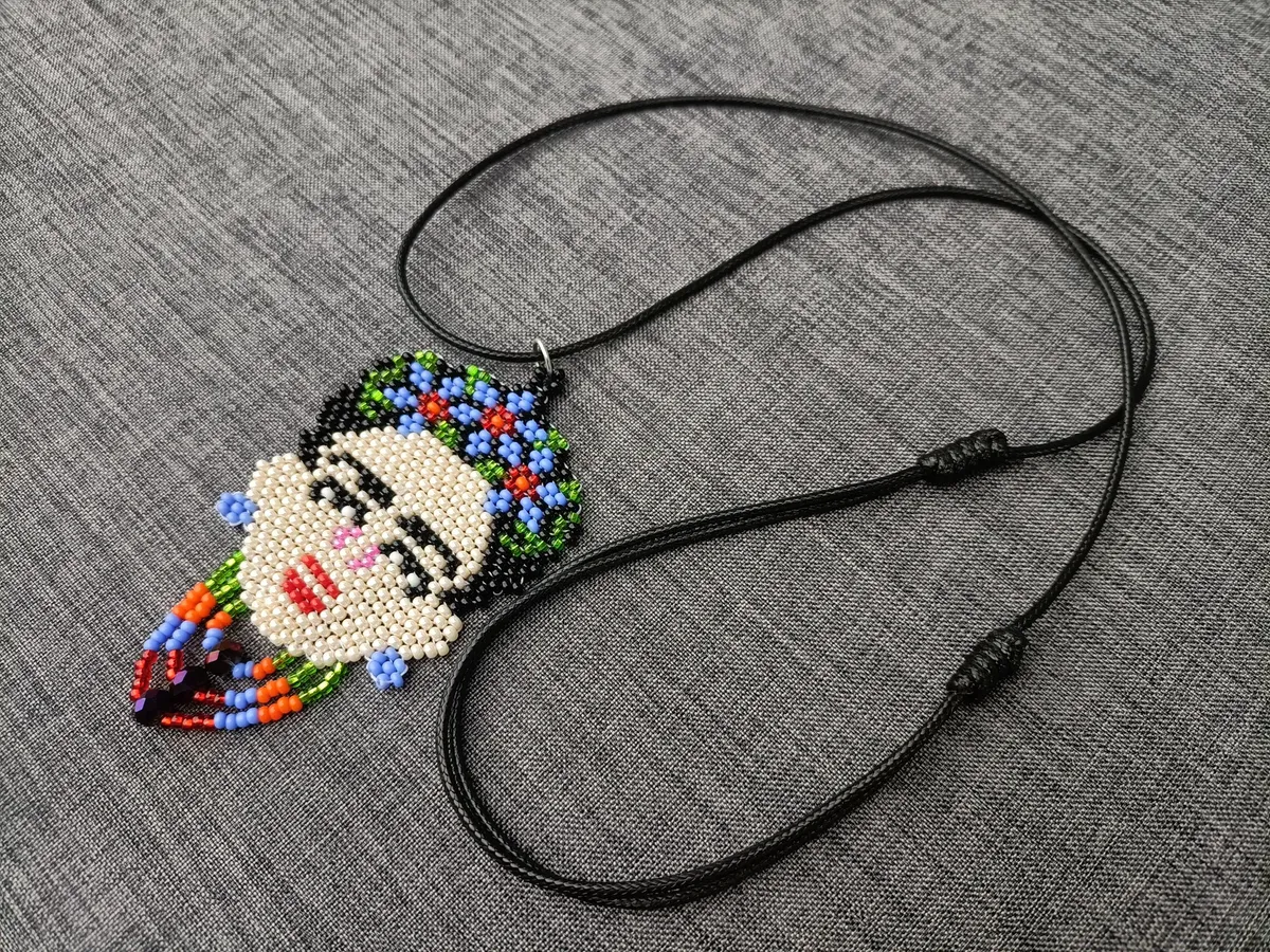 Collar Dije Ajustable Frida Kahlo De Chaquira Huichol - Image 3