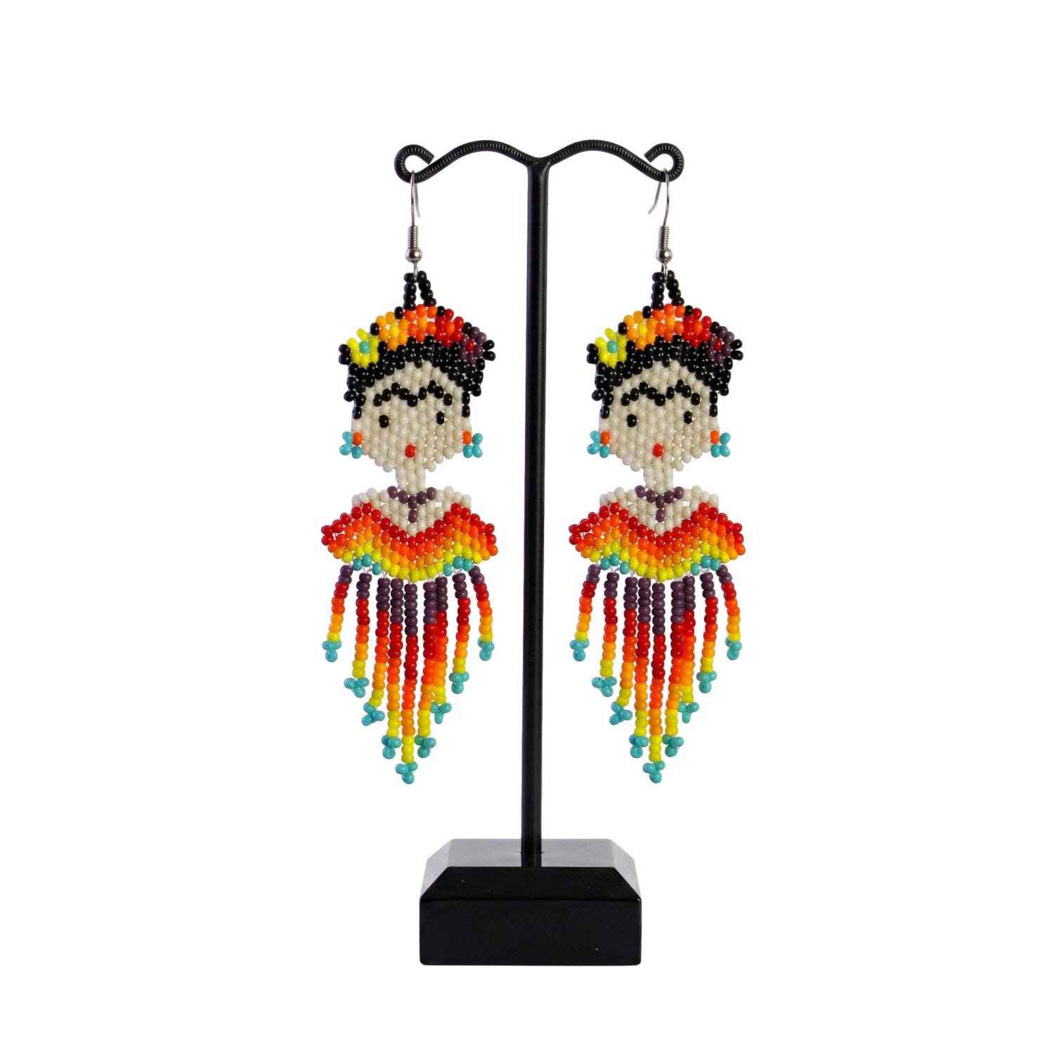 Aretes De Chaquira Frida Kahlo Colgantes Artesanales - Image 4