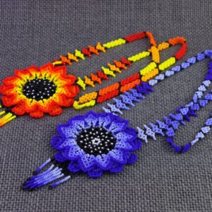 Collar Girasol De Chaquira Estilo Huichol Artesanal