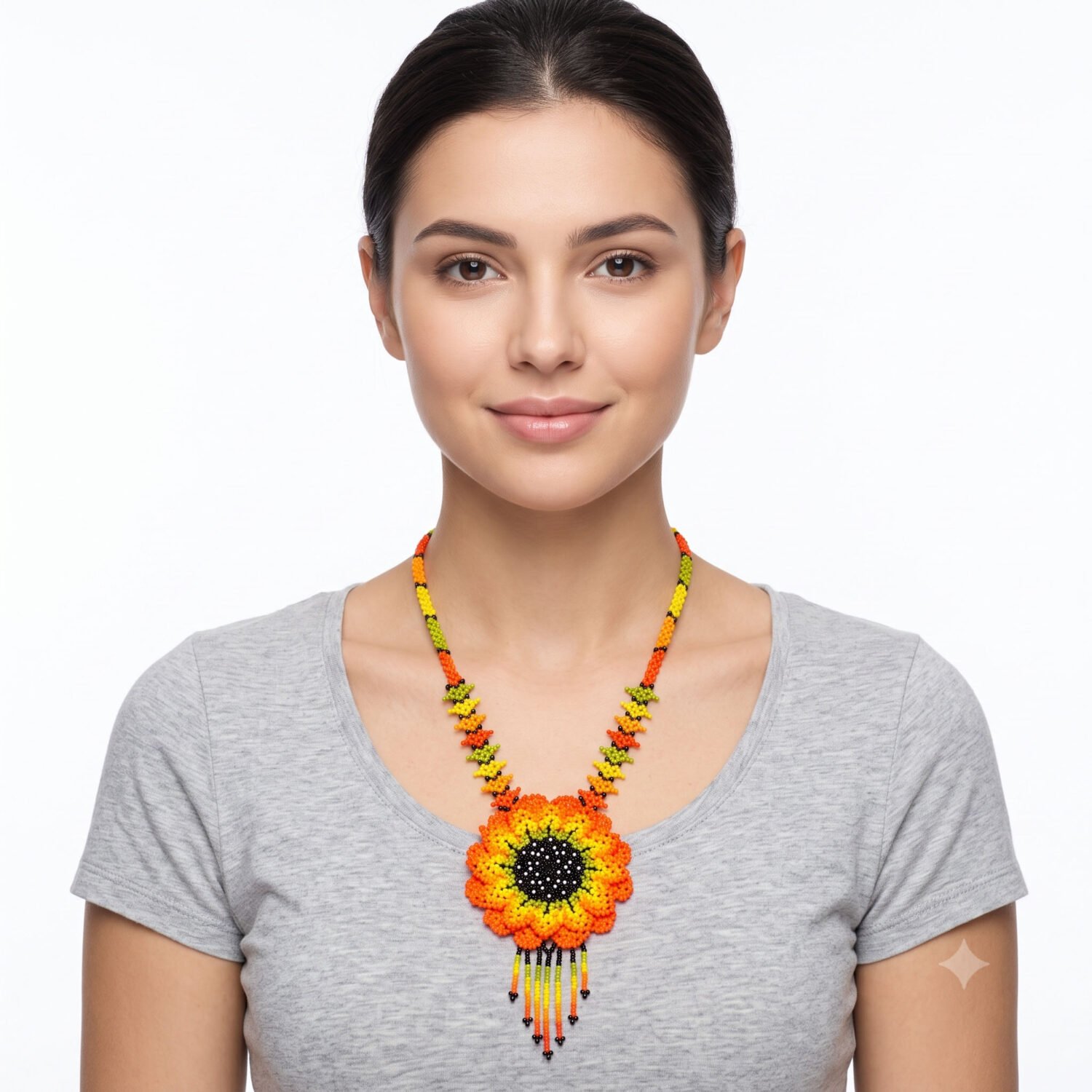 Collar Girasol De Chaquira Estilo Huichol Artesanal - Image 4