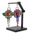 Llavero Grande De Chaquira Diseño Flor Y Colibrí Artesanal