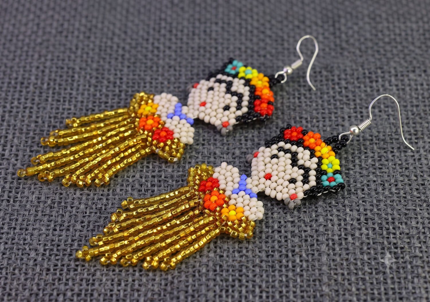 Aretes De Chaquira Frida Kahlo Colgantes Artesanales - Image 3