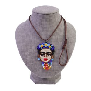 Collar Dije Ajustable Frida Kahlo De Chaquira Huichol