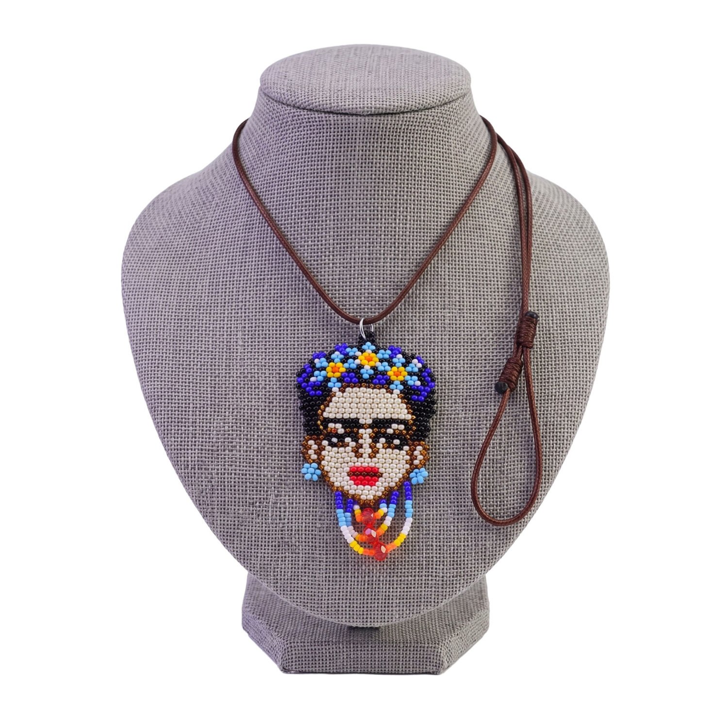 Collar Dije Ajustable Frida Kahlo De Chaquira Huichol