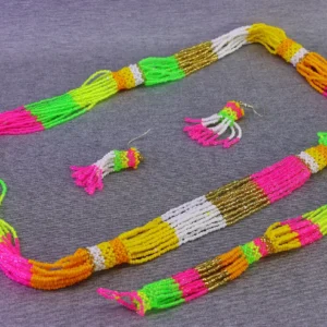 Set Collar Aretes Y Pulsera De Chaquira Zulu Artesanal