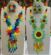 Set Collar Largo De Girasol Aretes Y Pulsera Huichol