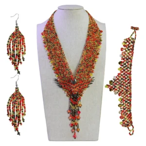 Set Collar Colibrí Chaquira Artesanal Aretes Y Pulsera