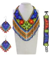 Set Collar Artesanal Mexicano Chaquira Huichol con Aretes y Pulsera