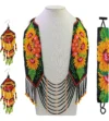 Set Collar Grande Huichol de Chaquira Diseño Floral Hecho a Mano