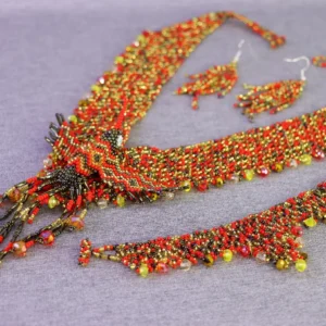 Set Collar Colibrí Chaquira Artesanal Aretes Y Pulsera