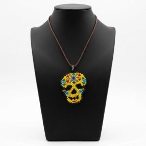 Collar Dije Calavera Chaquira Artesanal Huichol