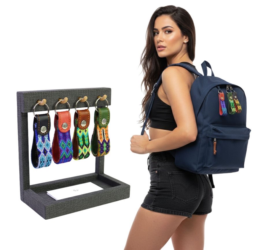 Llavero De Piel Genuina Tejido A Mano Artesanal Mexicano