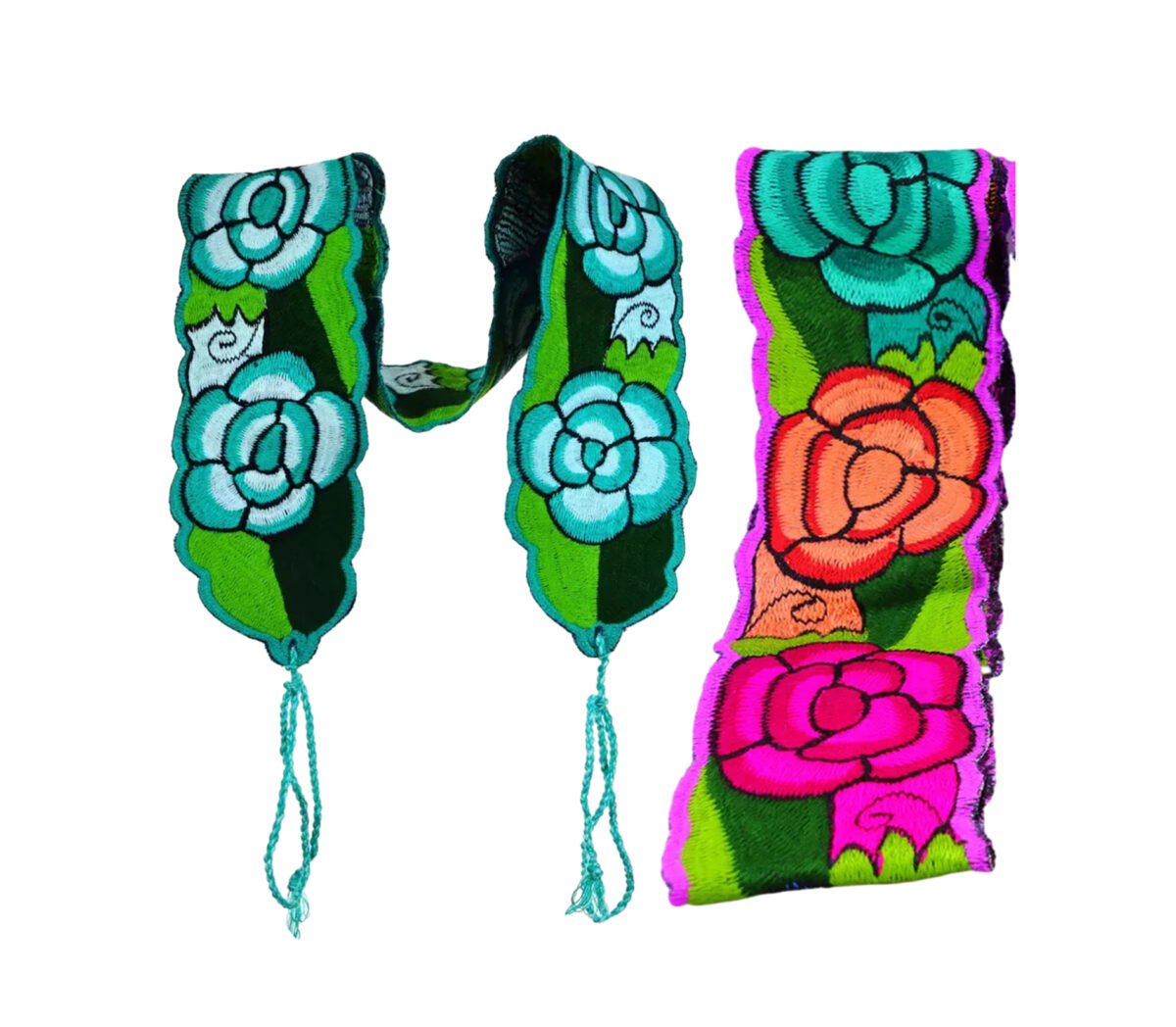 Cinto Faja Bordadas De Flores De Colores Artesanal