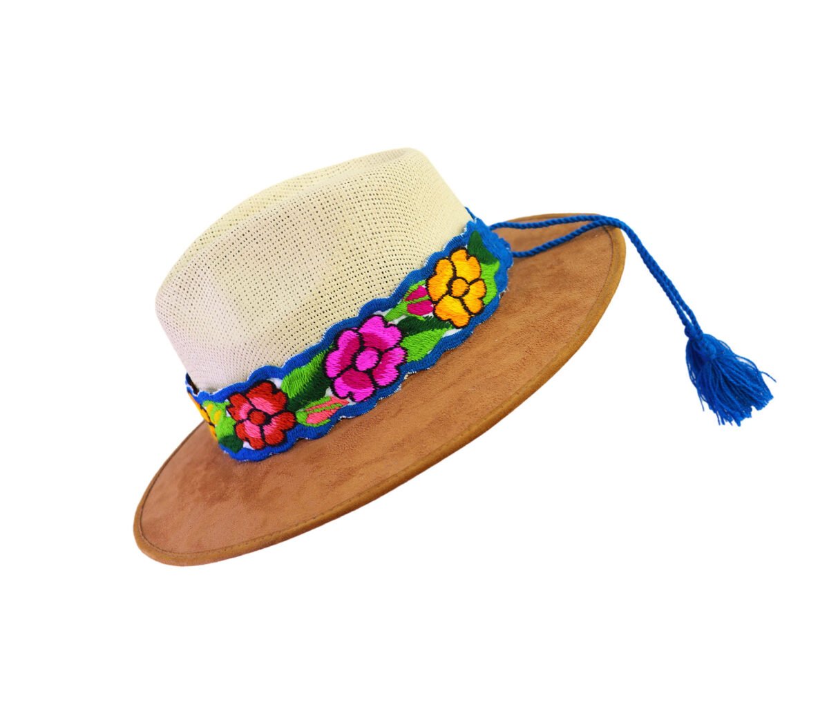 Toquilla Bordado Floral De Colores Cinto Para Sombrero