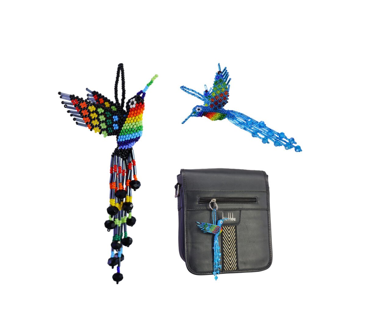 Colibrí De Chaquira Artesanal Colgante Hecho A Mano