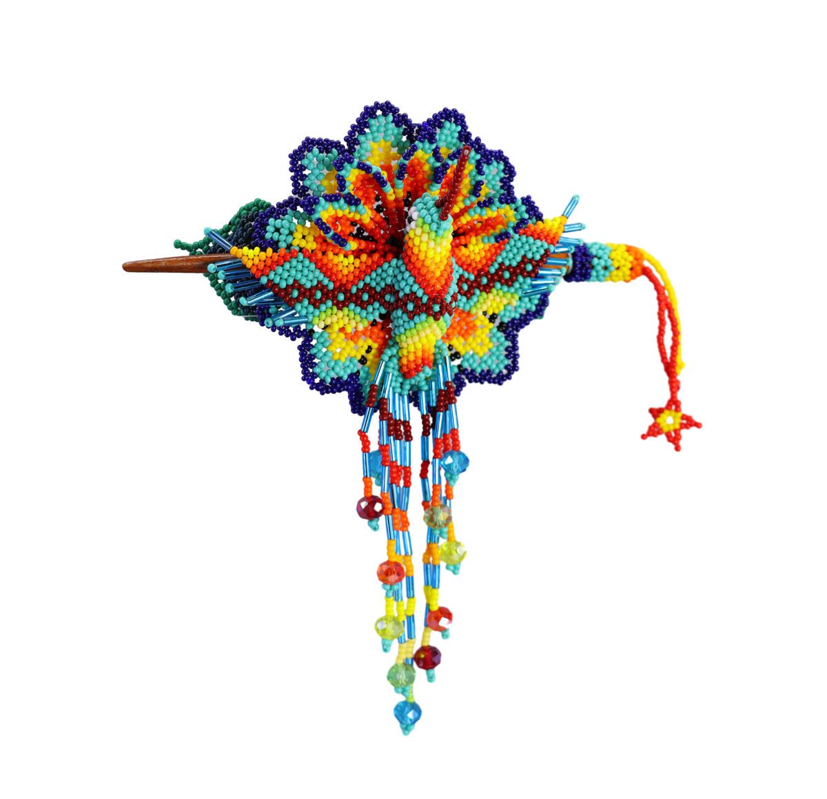 Pasador De Cabello Colibrí Artesanal De Chaquira Huichol