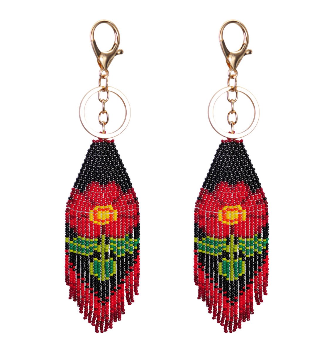 Llavero De Chaquira Huichol Artesanal Flor Hecho A Mano