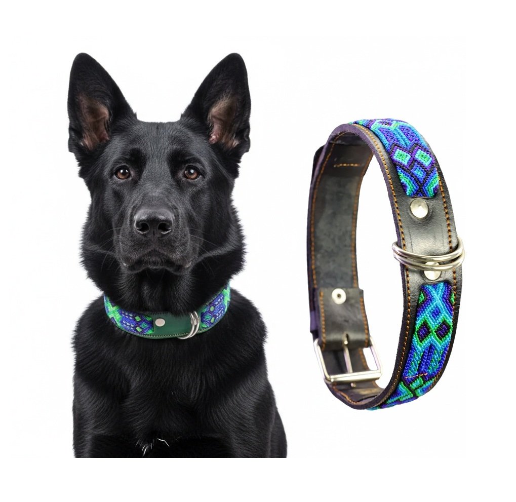 Collar De Piel Semi Bordado 60 CM Para Perro XG